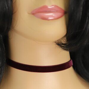 Velvet Choker Maroon Swiss velvet Adjustable Necklace red Chokers (#52)